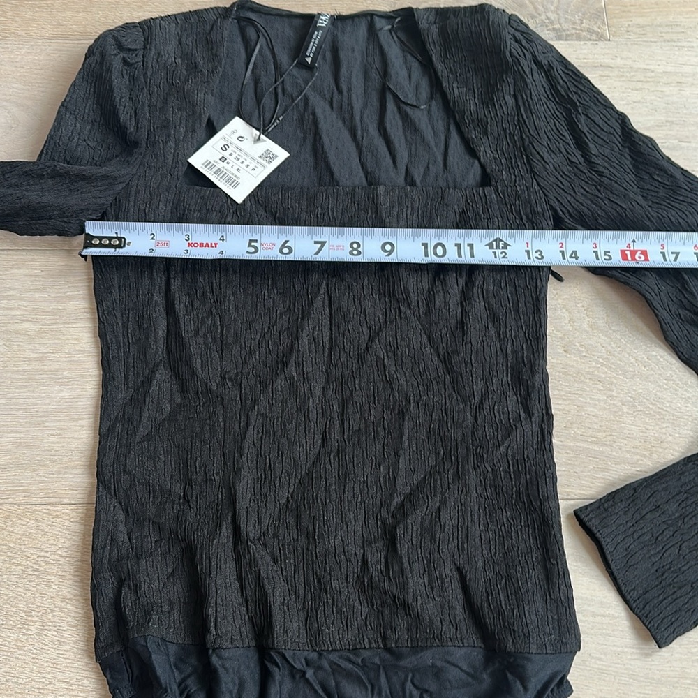 New Zara Black Long Sleeve womens One Piece top sz small - Picture 5 of 7